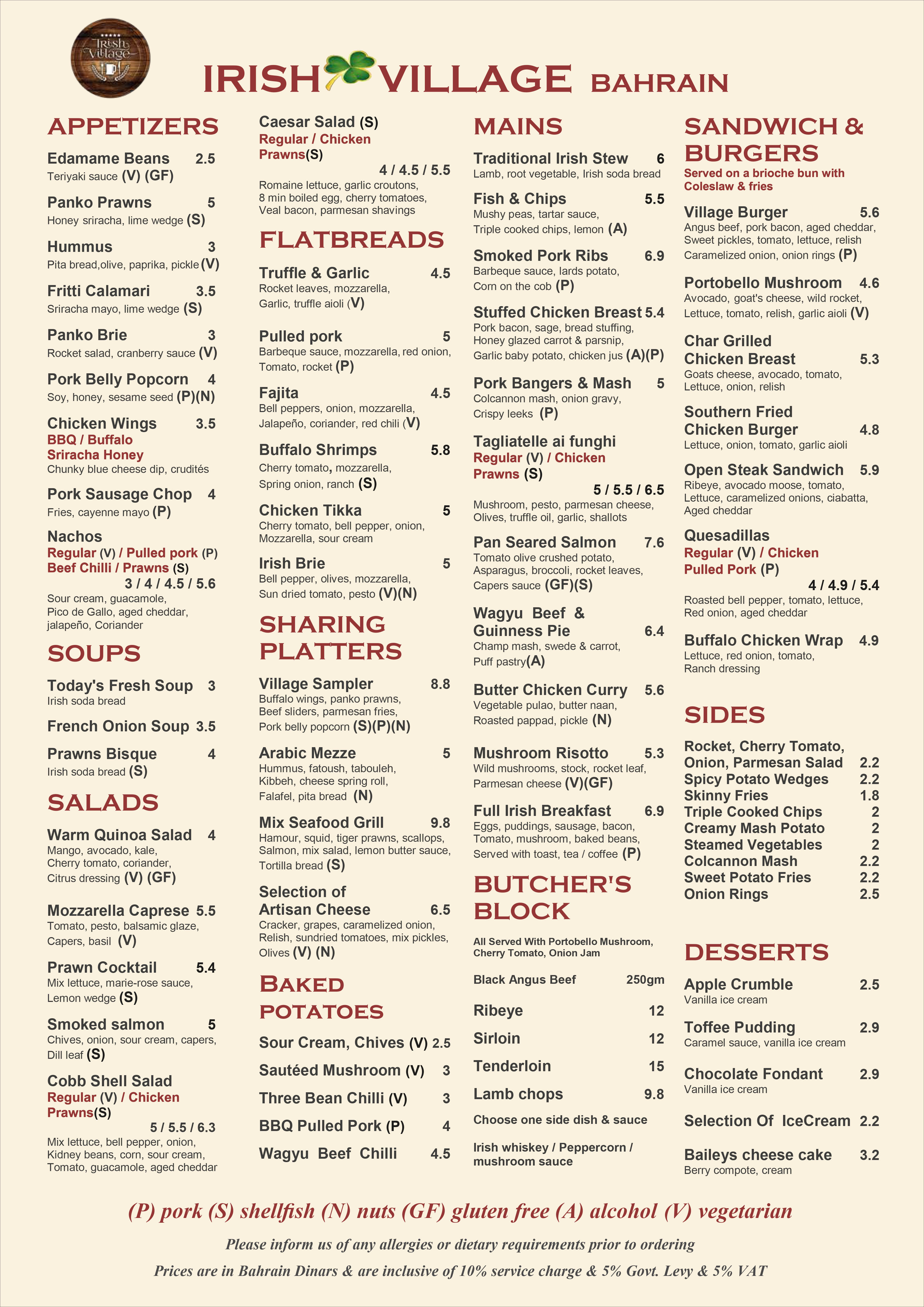 Standard Menu